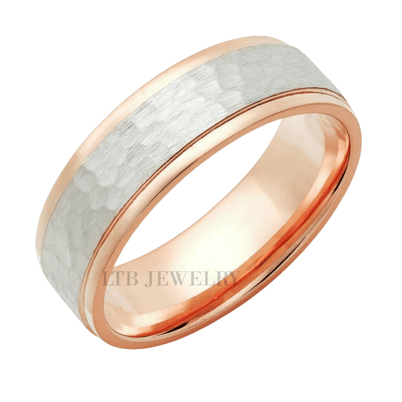 18K Rose Gold Meteorite Ring Tungsten Wedding Band Wood Ring - Rose Go–  Pillar Styles